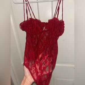 Free People Red Lace Bodysuit